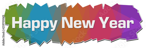 Happy New Year Colorful Background Cutout Horizontal 