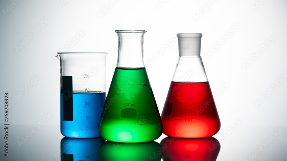 Chemical science glass on white background Chemical science glass on white background
