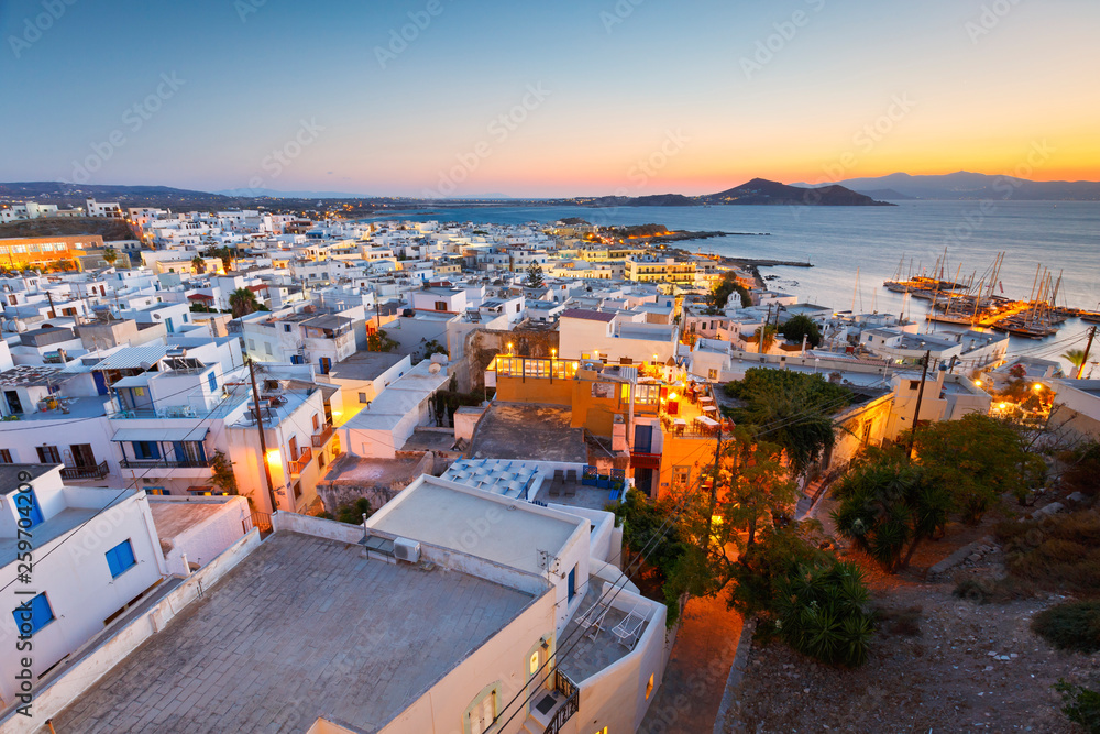 View of the old town of Naxos and its port from the castle.