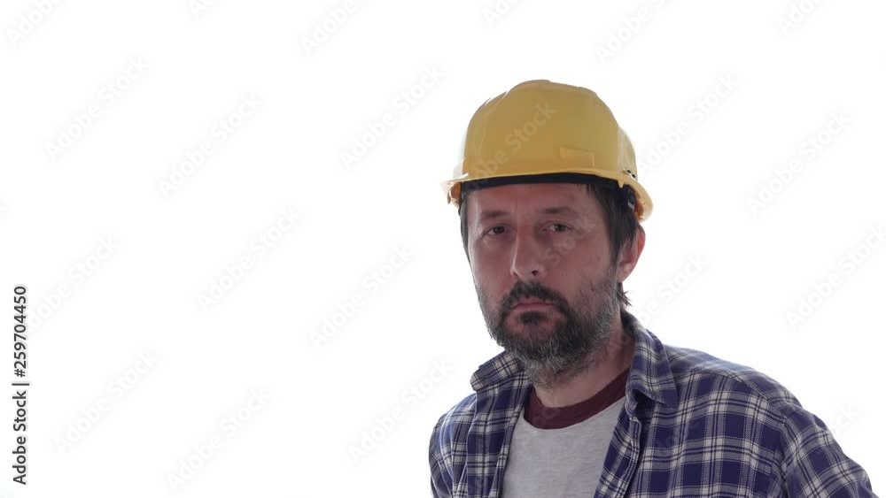 Portrait of confident construction worker isolated on white background Portrait of confident construction worker isolated on white background