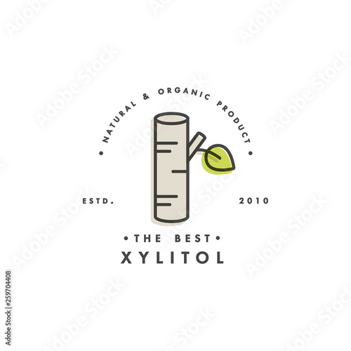 Packaging design template logo and emblem - sugar - xylitol. Logo in trendy linear style.