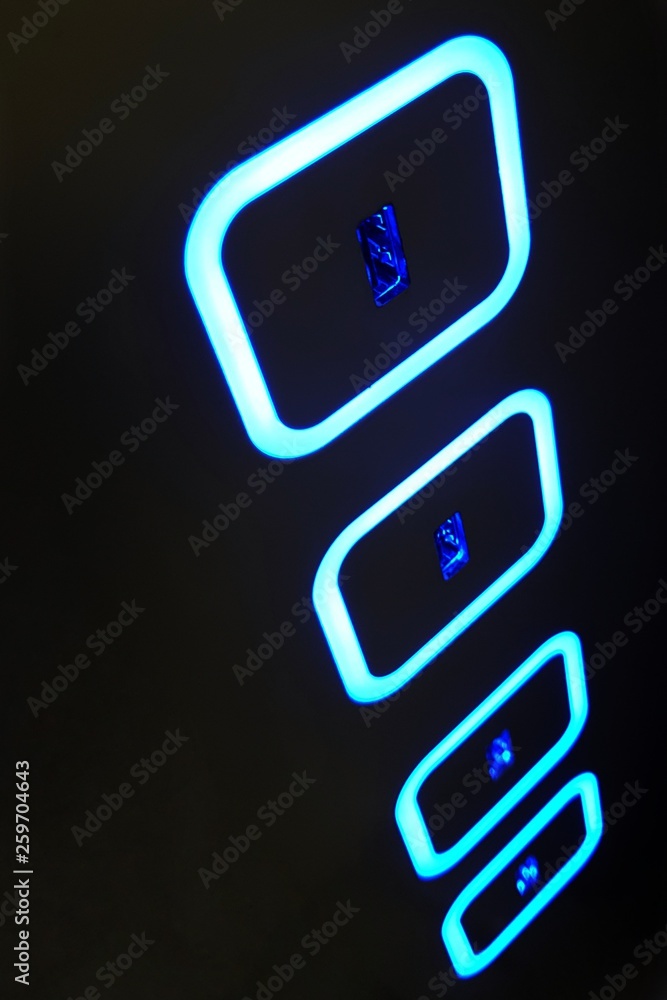 Multi USB port charger with blue neon light. Multi USB port charger with blue neon light.