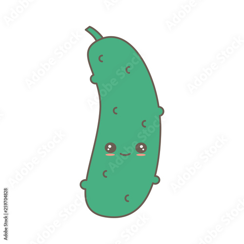 cute cartoon vector cucumber isolated on white background