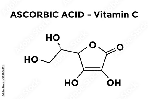 Ascorbic acid, vitamin C structural chemical formula Stock Vector | Adobe  Stock