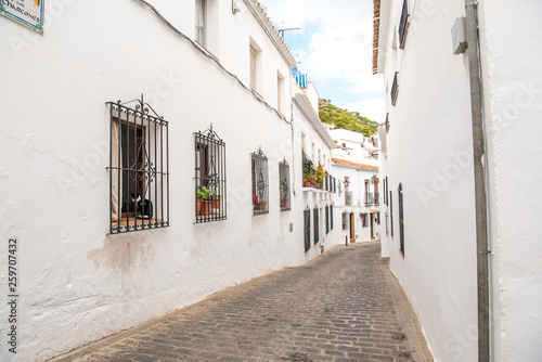 Charming white village street in Mijas, Andalusia, Spain. © luna2631