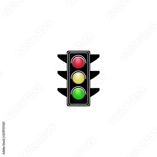 Stoplight sign. Icon traffic light on white background. Symbol regulate movement safety and warning. Electricity semaphore regulate transportation on crossroads urban road. Vector illustration.