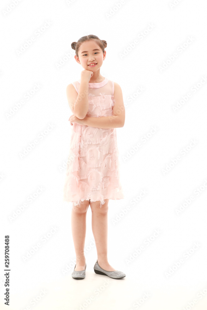 Girl on white background