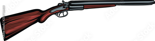 Old cowboy shotgun. Cartoon wild west rifle vector illustration with black outline.