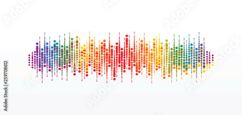 Pulse circle music player. Audio colorful wave logo. Vector equalizer element
