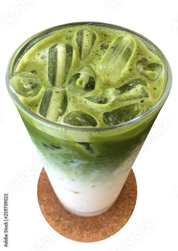 Iced matcha green tea latte.