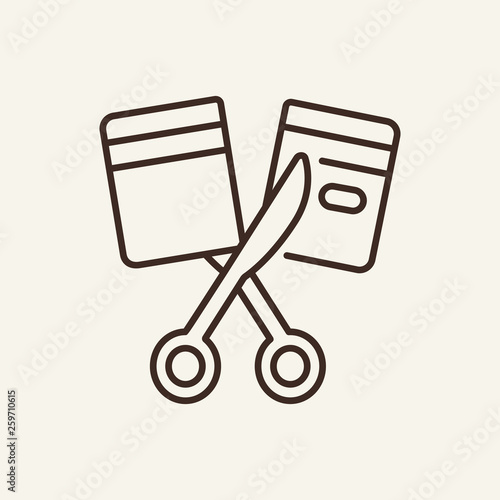 Credit card cut line icon
