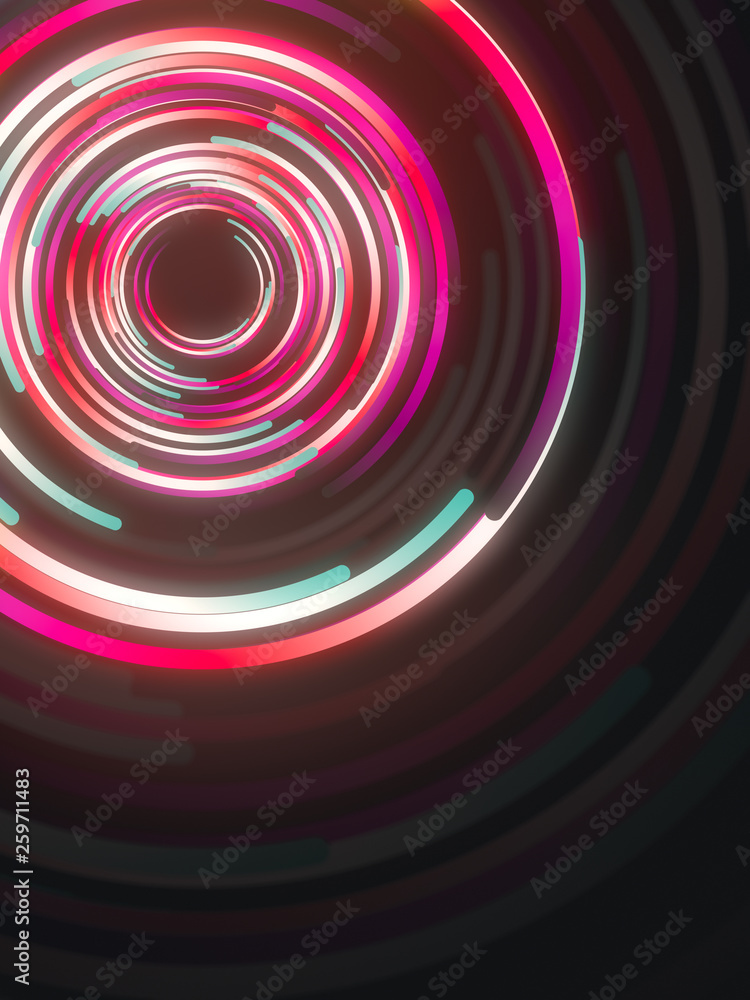 Obraz premium Abstract 3d rendering composition of multicolored circles. Computer generated geometric pattern