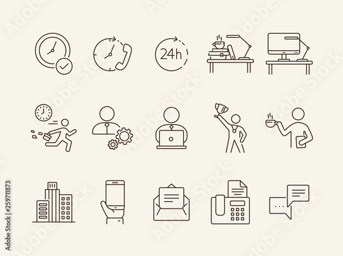 Weekday line icon set