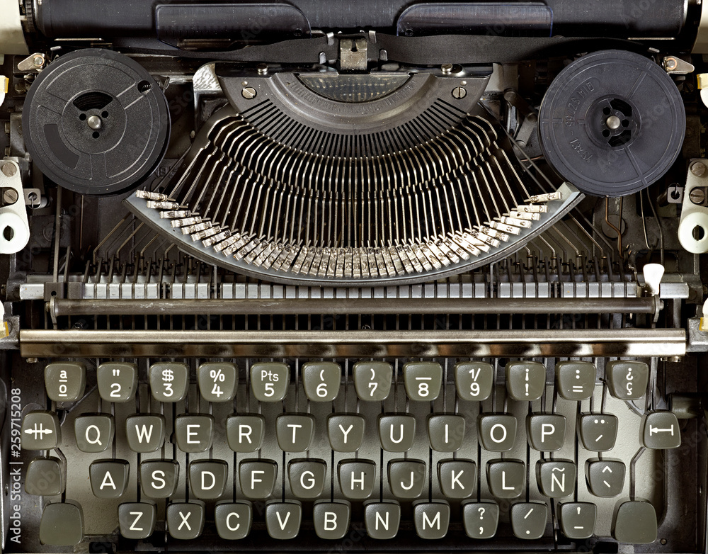 Máquina de escribir antigua teclado negro Stock Photo