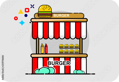 Fototapeta Naklejka Na Ścianę i Meble -  burger cart, icon vector