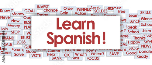 Learn Spanish Word In Business Board Stock Illustration Adobe Stock