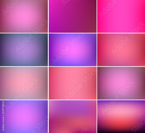Soft and smooth lines minimalist concept pink and purple color tone backgrounds set.