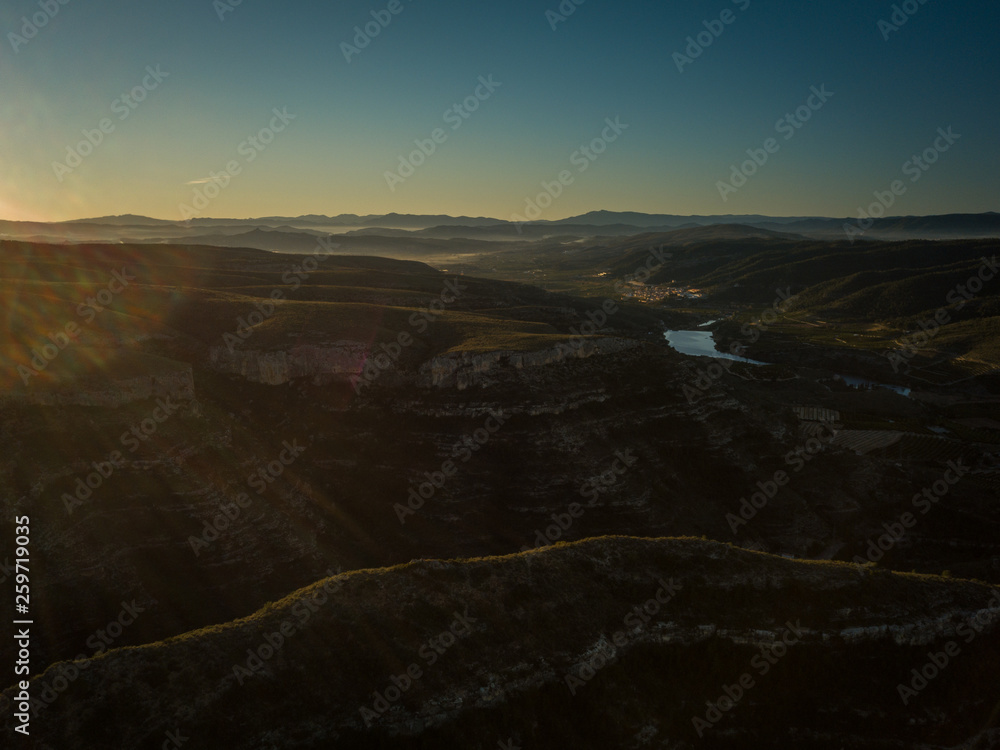 Beautiful sunrise scenery of mountains in Spain