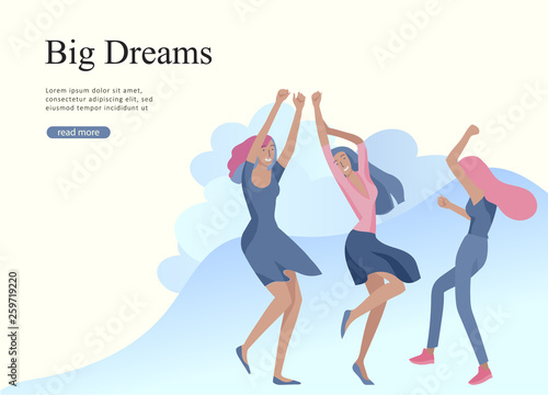 Web page design template for beauty dreams, International Womens Day, girls power, wellness, body care, healthy life, design vector illustration concept for website and mobile website development