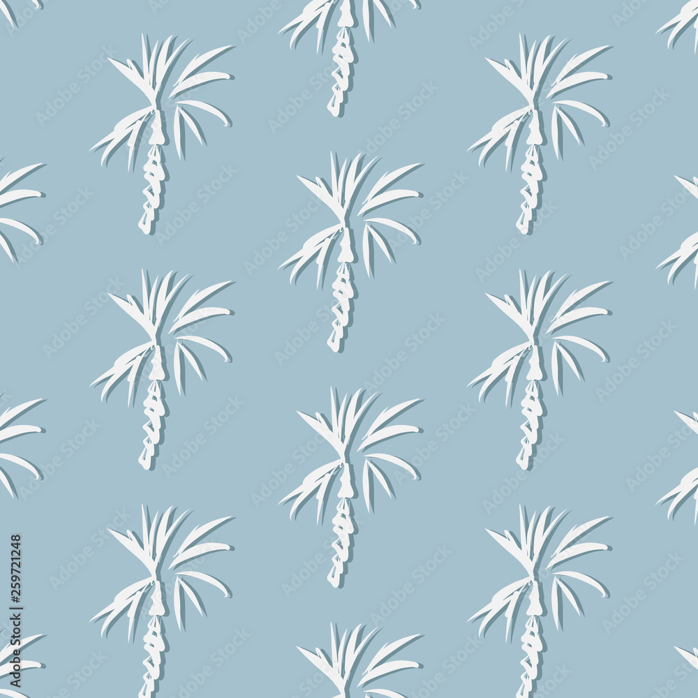 Tropical palm leaf on blue background. Vector floral illustration with palm silhouettes. Summer nature print. Exotic plant. Tropical palm leaf on blue background. Vector floral illustration with palm silhouettes. Summer nature print. Exotic plant.