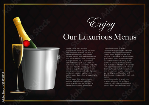 Glamourous Background with a bottle and a glass of champagne