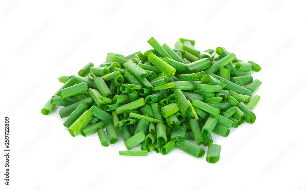 chopped green onion leaf isolated on white background chopped green onion leaf isolated on white background