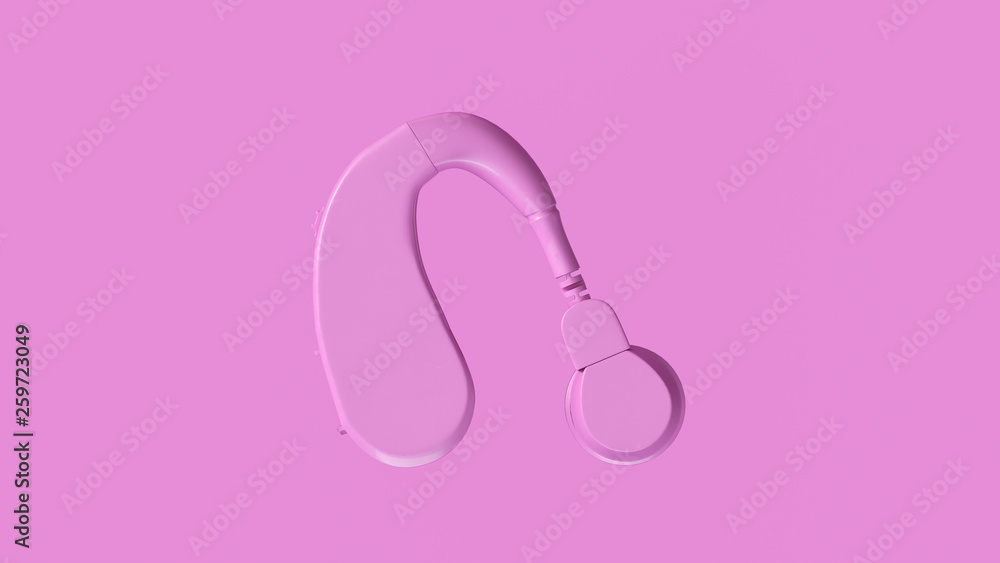 Pink Behind the Ear Hearing Aid 3d illustration 3d render Pink Behind the Ear Hearing Aid 3d illustration 3d render