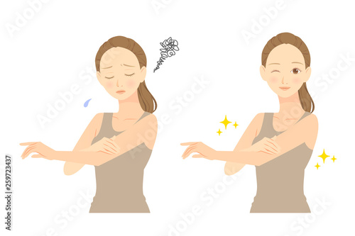 スキンケア　腕を気にする女性　before　after　01