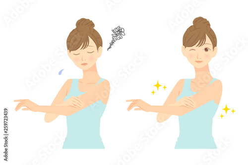 スキンケア　腕を気にする女性　before　after　02