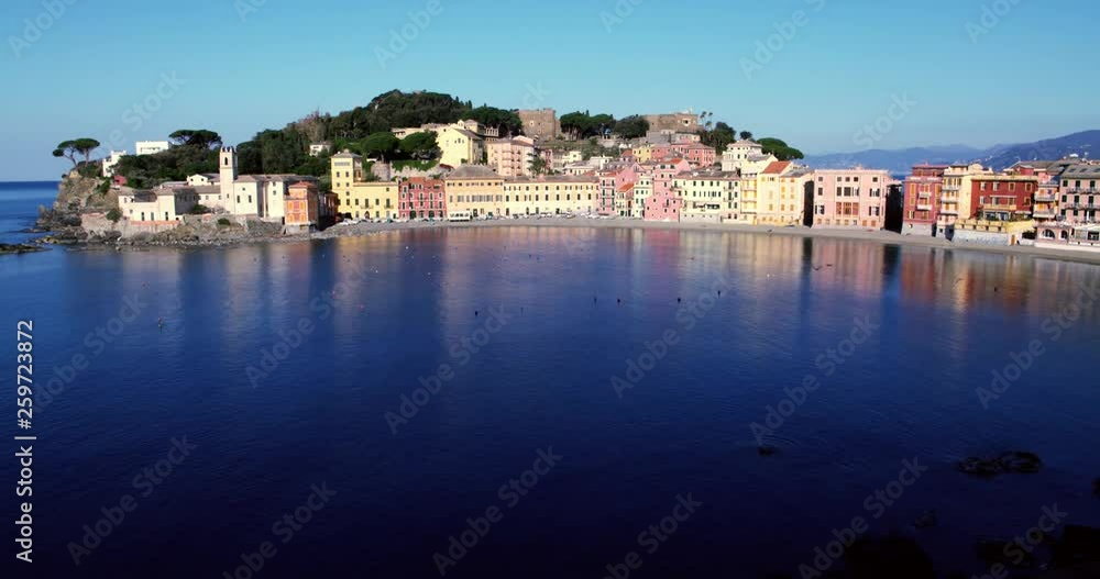 The Silent Bay at dawn, Sestri Levante, Liguria, Italy. Filmed on Panasonic Cinematic Camera 5.7K The Silent Bay at dawn, Sestri Levante, Liguria, Italy. Filmed on Panasonic Cinematic Camera 5.7K