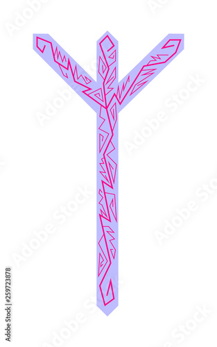 Algiz Elgiz rune. Ancient Scandinavian runes. Runes senior futarka. Magic, ceremonies, religious symbols. Predictions and amulets.