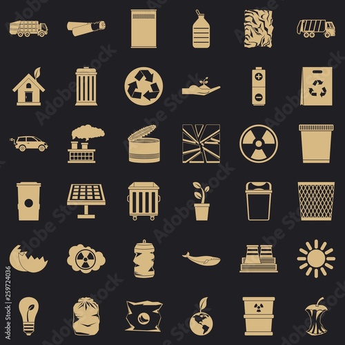 Save ecology icons set. Simple style of 36 save ecology vector icons for web for any design photo