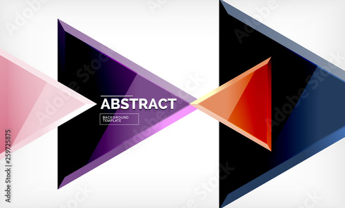 Free Download Triangles repetiton geometric abstract background, multicolored glossy triangular shapes, hi-tech poster cover design or web presentation template with copy space - GFXLoad