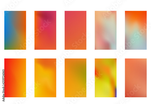 Fototapeta Naklejka Na Ścianę i Meble -  Colorful backgrounds in trendy neon colors. Modern screen vector design for mobile app. Soft color abstract gradients.