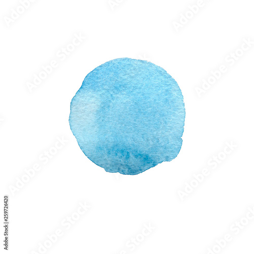 Abstract Watercolor blue hand painted circle. Beautiful element for design. Color background