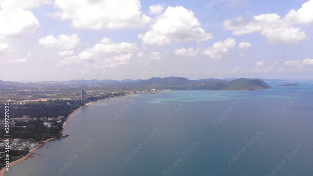 Top view of the beautiful seascape in Pattaya, Thailand, aerial view of the coastline and Pattaya Sea. Top view of the beautiful seascape in Pattaya, Thailand, aerial view of the coastline and Pattaya Sea.