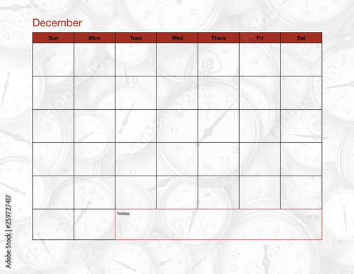 December Blank Calendar