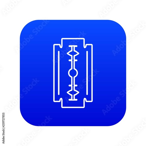 Razor blade icon blue vector isolated on white background