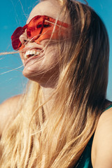 Cheerful woman on summer vacation