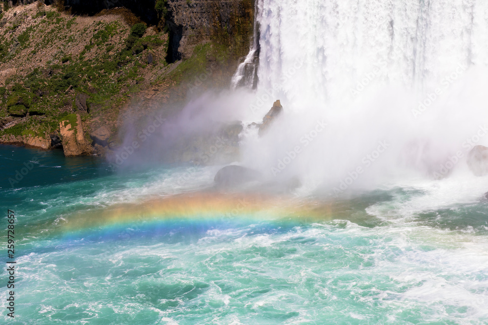 Spectacular rainbow at Horseshoe Fall of Niagara Falls complex