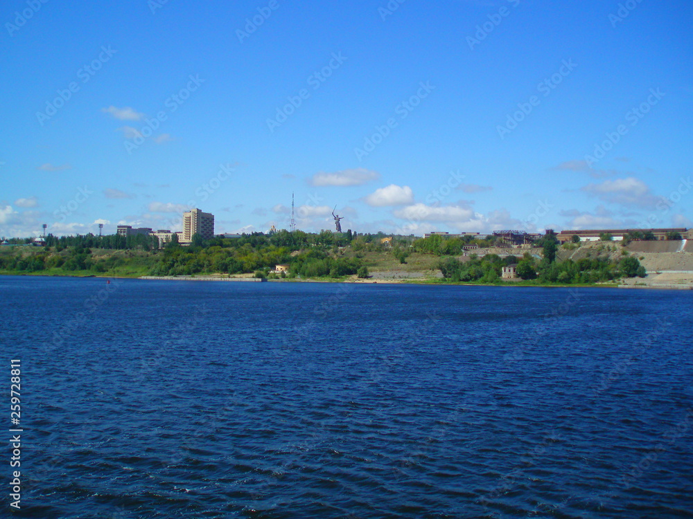 landscape with river and blue sky volgograd 