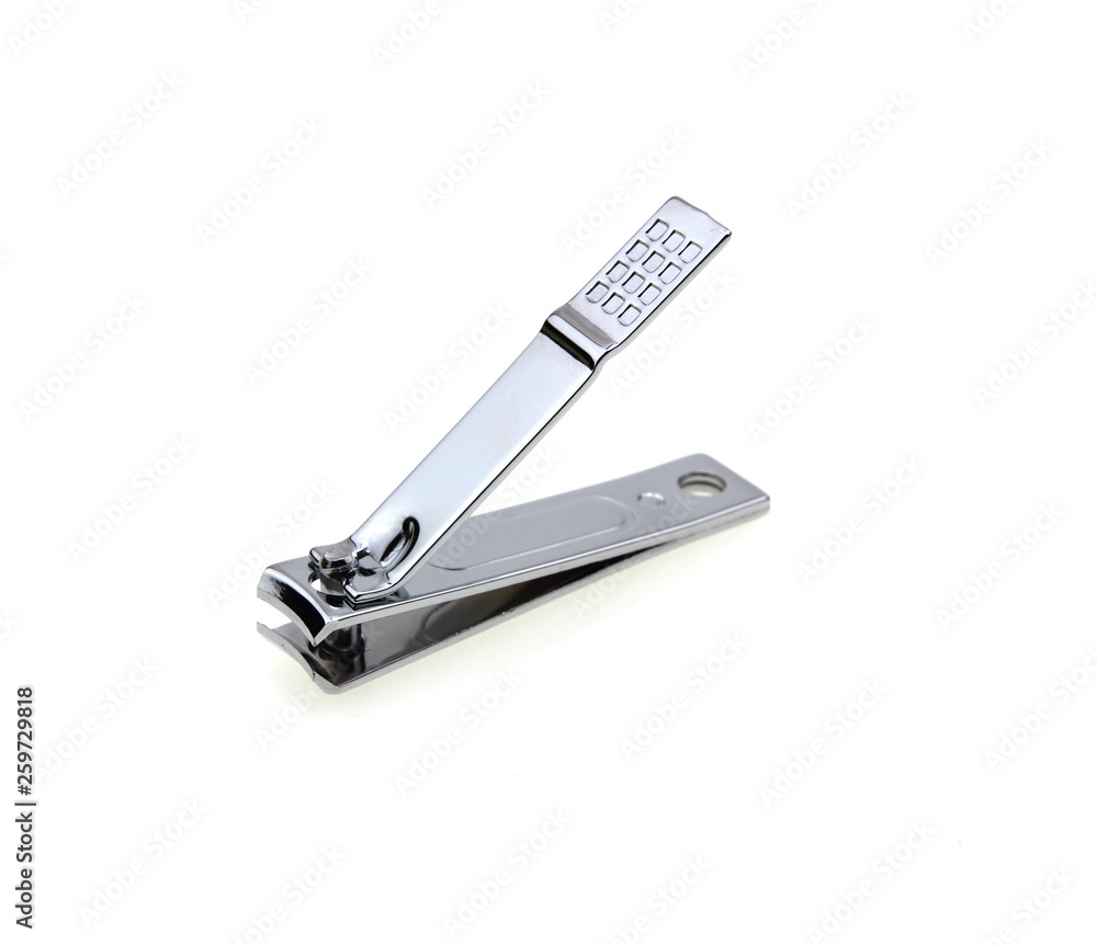 Stainless steel nail clippers isolated on a white background Stainless steel nail clippers isolated on a white background