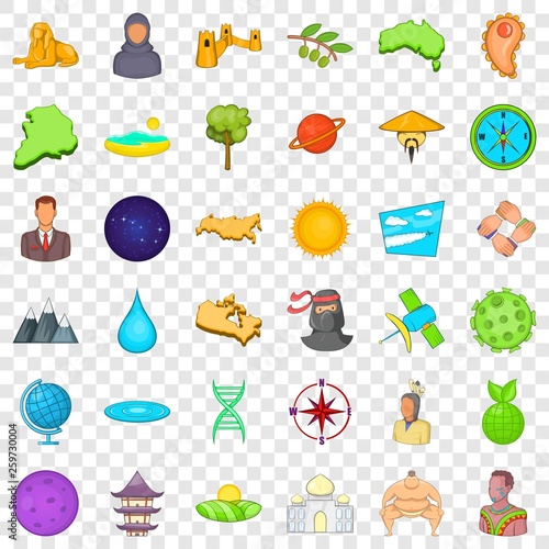 Around the world icons set. Cartoon style of 36 around the world vector icons for web for any design