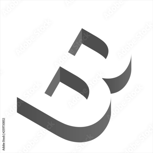 The letter B in three dimensional view