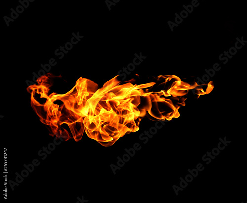 Fire flames collection isolated on black background © jamroenjaiman