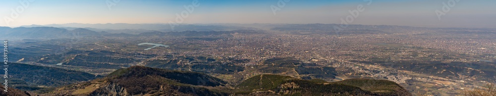 Fototapeta premium Cityscape panoramic view of Tirana, Albania as seen from the Dajti Express