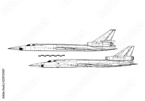 Tupolev Tu-22 Blinder. Outline drawing