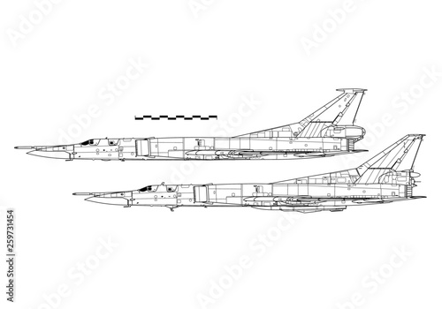 Tupolev Tu-22M Backfire. Outline drawing