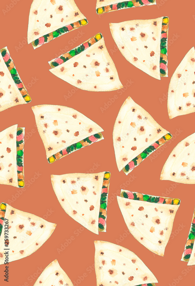 Fototapeta premium Mexican food pattern 14