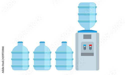 Office water cooler dispenser icon with big water bottles. Vector illustration.